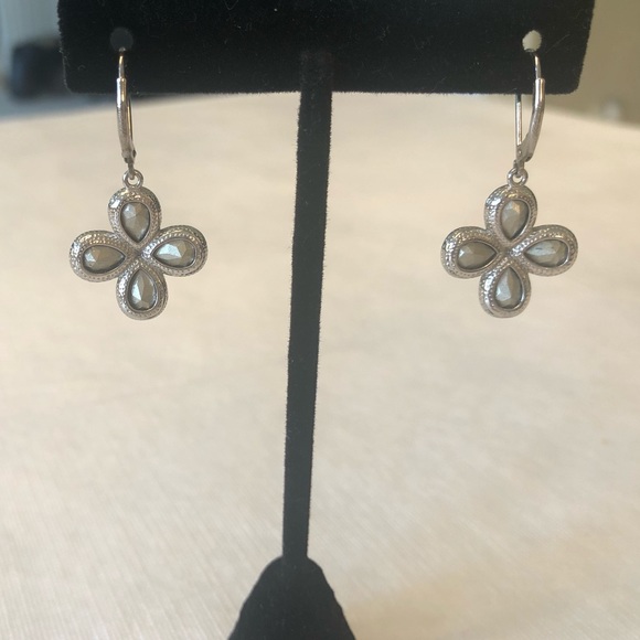 Sterling silver blue topaz crystal earrings - Picture 3 of 4